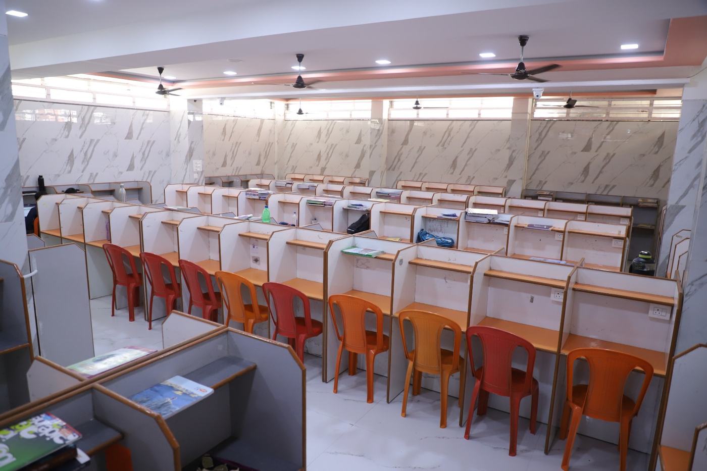 The abhyasika reading room with study cubicles